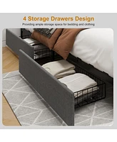 gaomon Full Size Platform Bed Frame with 4 Storage Drawers,No Fixed Headboard