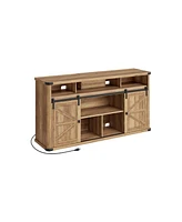 Slickblue Farmhouse Tv Stand for TVs up to 75 Inches Entertainment Center with Sliding Barn Doors