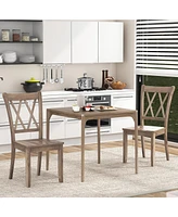 Gouun Set of 2 Wooden Dining Chairs Mid Century Farmhouse Retro Kitchen Chairs