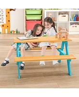 Gouun Children Outdoor Wooden Table with Bench Seats for Indoor and Outdoor Use