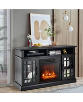 Gouun 48 Inch Fireplace Tv Stand with 18 Inch Fireplace Insert for TVs up to 55 Inch