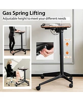 Gouun Pneumatic Standing Desk with Anti-fall Baffle and Cup Holder