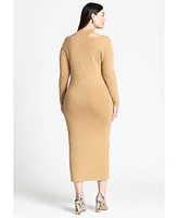 Eloquii Women's Plus Keyhole Midi Sweater Dress