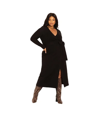 Eloquii Women's Plus Sweater Wrap Dress