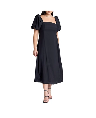 Eloquii Plus Puff Sleeve Flare Dress