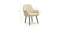 Slickblue Set of 2 Retro Grey Linen Upholstered Accent Chair with Stylish Wood Legs