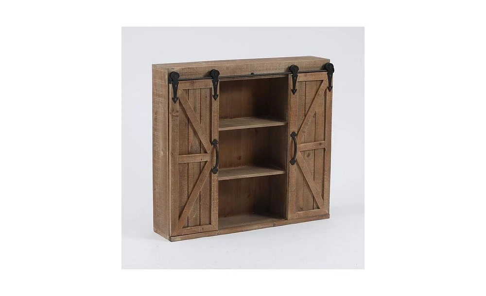 Slickblue Farmhouse Sliding Door Bathroom Wall-Mounted Cabinet with Shelves for Storage