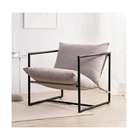 Slickblue Modern Navy Blue Upholstered Accent Chair with Metal Frame