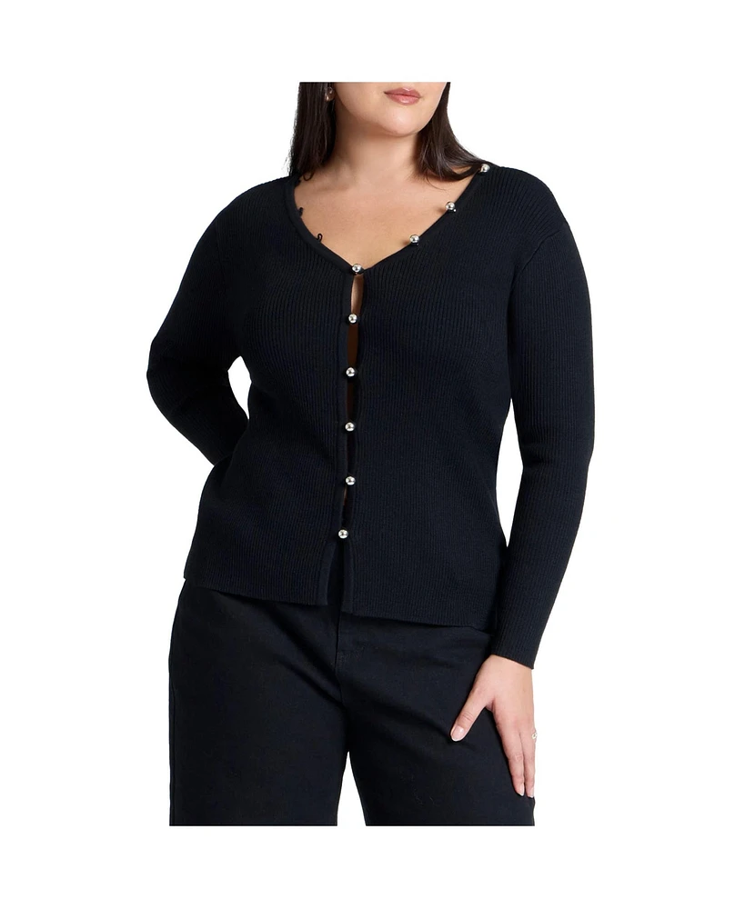 Eloquii Plus Ball Button Cardigan