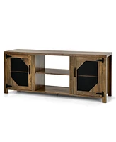 Gouun Tv Stand for TVs up to 65-Inch with 2 Metal Mesh Doors and Ad