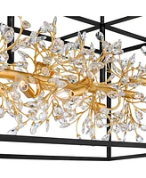 Possini Euro Design Carrine 38 1/2" Modern Semi Flush-Mount Ceiling Light Fixture Kitchen Foyer Hallway Linear Unique 8-Light Satin Black Gold Finish
