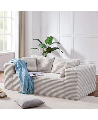 Tribesigns 2 Seater Loveseat Sofa,Fabric Couch No Assembly Required, Modern Loveseat Sofa with 2 Pillows, 70-Inch Contemporary 2-3-Seater Deep Seat So