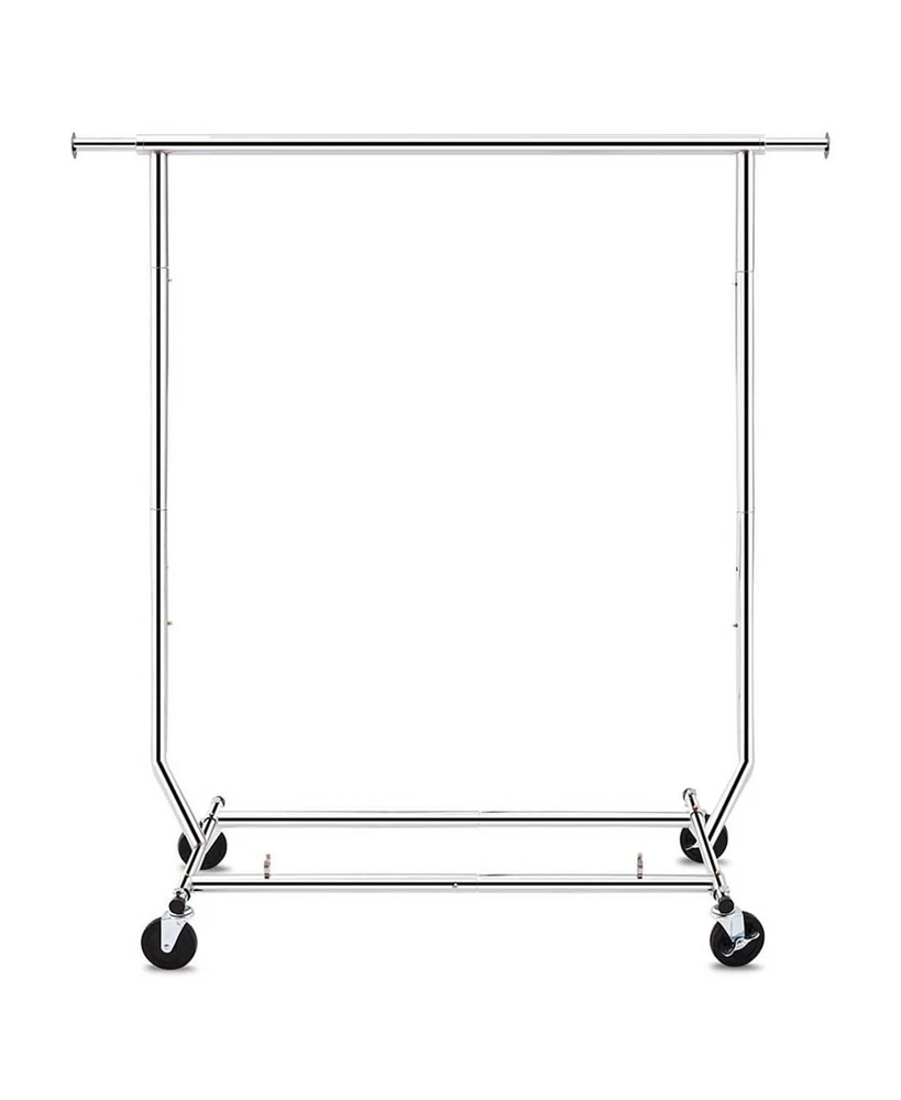 Slickblue Heavy Duty Metal Clothing Garment Rack with Lockable Wheels Sturdy and Portable