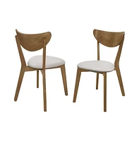 Slickblue Set of 2 - Mid-Century Modern Wood Dining Chair with Faux Leather Seat