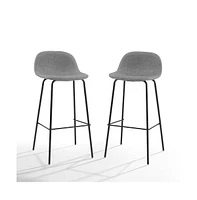 Slickblue Set of 2 Modern Low Back Bar Stools with Metal Frame and Linen Seat