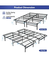 Gouun King Size Folding Steel Platform Bed Frame for Kids and Adults-King Size