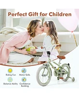 Costway 16" Kids Bike with Adjustable Saddle Handlebar Removable Training Wheels Handbrake