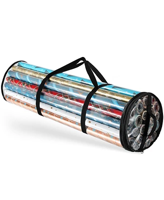 Hearth & Harbor Premium Holiday Gift Wrapping Paper Storage Organizer Bag - Fits Up To 14 Rolls of 40”