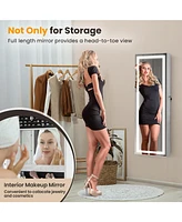 Gouun Mirrored Jewelry Armoire with Full Length Mirror and 2 Internal Led Lights