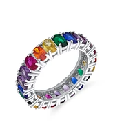 Bling Jewelry Art Deco Style Cz Cubic Zirconia Eternity Baguette Band Ring For Women .925 Sterling Silver 4MM