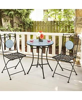 Gouun 3 Pieces Patio Bistro Set Outdoor Furniture Mosaic Table Chairs