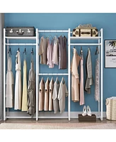 Slickblue Heavy Duty Freestanding Garment Rack with 4 Clothes Hanging Rods