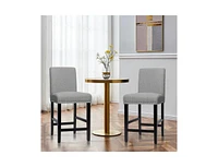 Slickblue Set of 2 Modern Kitchen Dining Bar Stools with Wood Legs and Linen Upholstered Seat