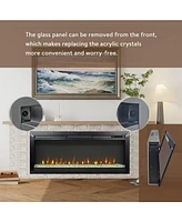 Mondawe 44 Inch In Wall Recessed Electric Fireplace With Remote And Multi Color Flame & Emberbed