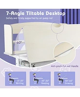 Gouun Height Adjustable Kids Study Desk with Tilt Desktop and Storage Shelves