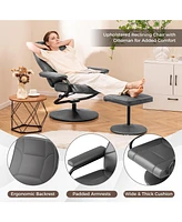 Gouun 360° Swivel Recliner Chair with Ottoman