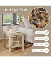 Gouun 2-Tier Outdoor Side Table with Shelf for Porch Deck Garden