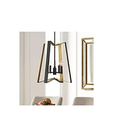 Clara 16" Modern Pendant Chandelier Ceiling Light Fixture Dining Room Over Table Kitchen Island Foyer Hanging 4-Light Black Gold Finish Hallway Entryw