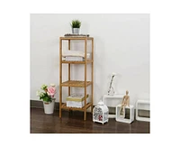 Slickblue Solid Wood 4-Tier Bathroom Storage Shelving Unit for Organized Space