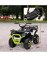 Qaba 12V Kids Atv, 4 Wheeler with Spring Suspension, Storage,