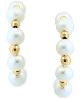 Effy Cultured Freshwater Pearl (4-1/2mm) Small Hoop Earrings in 14k Yellow Gold, 0.62"