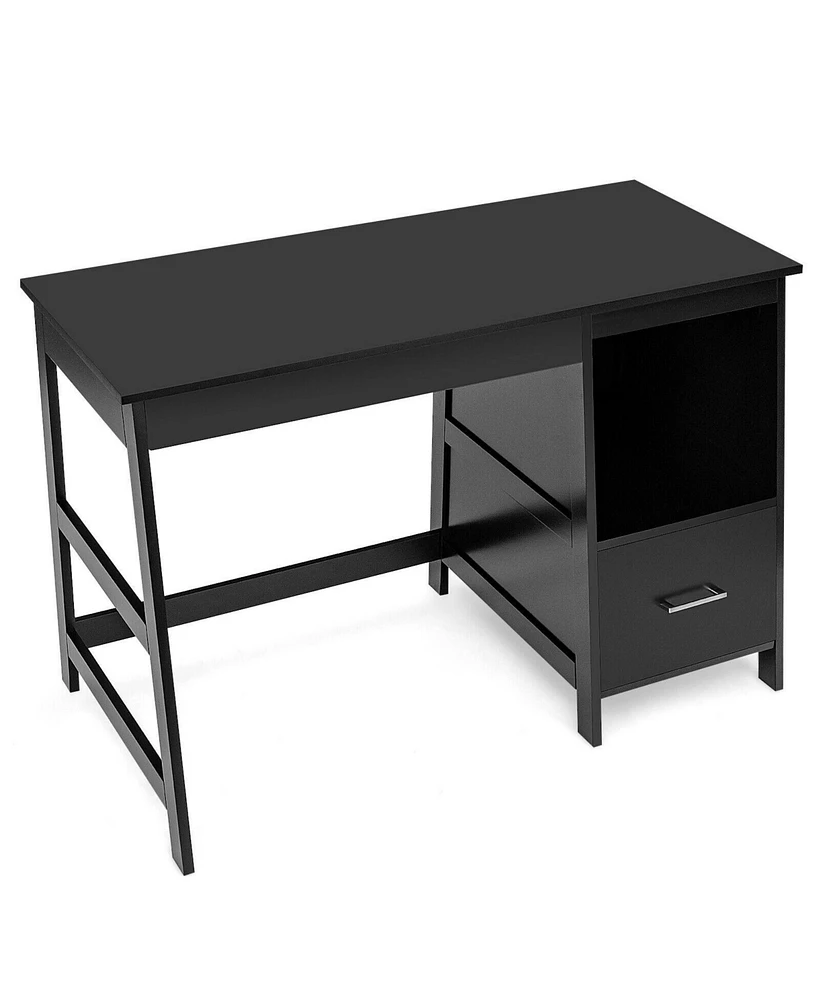 Gouun 47.5 Inch Modern Home Computer Desk with 2 Storage Drawers