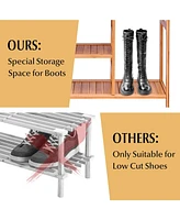 Gouun 4 Tiers Multifunction Bamboo Storage Shoe Rack for Entryway Hallway