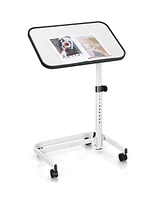 Gouun Rolling Overbed Bedside Table with 9-Level Adjustable Height