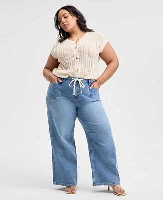 And Now This Trendy Plus Tie-Waist Wide-Leg Jeans, Exclusively at Macy's