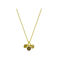 Etoielle Evil Eye Peace Sign Hamsa Gold Tone Charm Necklace Pave Cubic Zirconia