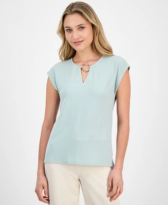 Anne Klein Women's Embellished Keyhole Top