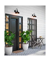 Gough Rustic Industrial Farmhouse Outdoor Barn Light Fixture Texturized Black Dusk To Dawn Motion Sensor Dark Sky 12 1/2" for Exterior House Porch Pat