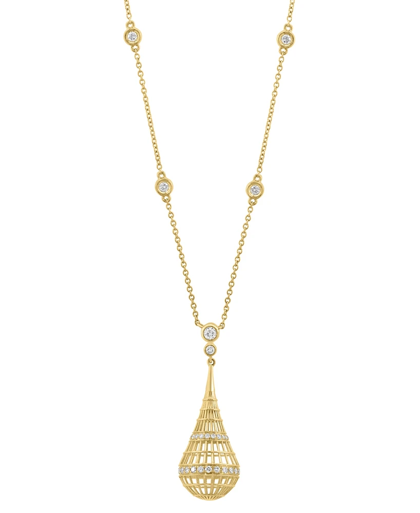 Effy Collection Diamond Openwork Teardrop Pendant 18" Necklace (1/2 ct. t.w.) in 14k Gold