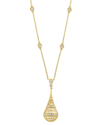 Effy Collection Diamond Openwork Teardrop Pendant 18" Necklace (1/2 ct. t.w.) in 14k Gold