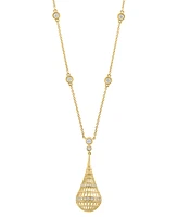 Effy Collection Diamond Openwork Teardrop Pendant 18" Necklace (1/2 ct. t.w.) in 14k Gold