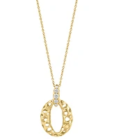 Effy Collection Diamond Openwork Oval Pendant 18" Necklace (1/5 ct. t.w.) in 14k Gold