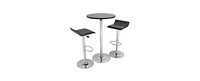 Slickblue Set of 2 Modern Air-Lift Adjustable Bar Stools with Black Seat