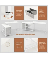 Gouun L-shaped Computer Desk with Power Outlet for Working Studying Gaming