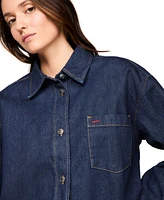 Tommy Jeans Women's Cotton Cropped Denim Shirt Jacket