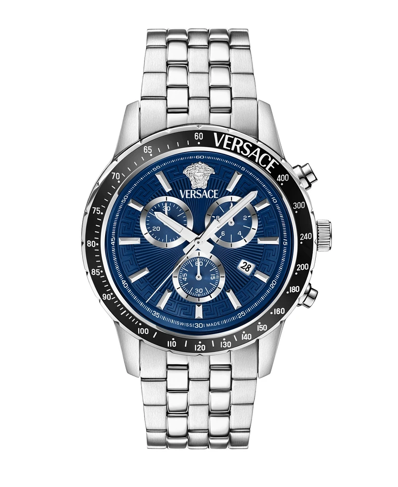 Versace Men's Sport Chrono Silver Stainless Steel Bracelet Watch, 44mm